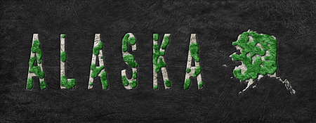 Map of Alaska Reforestation Green Agenda, Climate Messageの写真素材