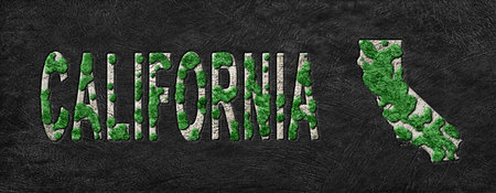 Map of California Reforestation Green Agenda, Climate Messageの写真素材