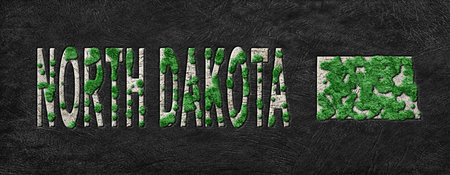 Map of North Dakota Reforestation Green Agenda, Climate Messageの写真素材