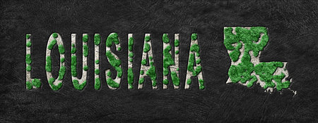 Map of Louisiana Reforestation Green Agenda, Climate Messageの写真素材