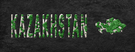 Map of Kazakhstan Reforestation Green Agenda, Climate Messageの写真素材