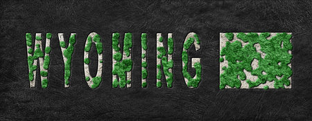 Map of Wyoming Reforestation Green Agenda, Climate Messageの写真素材