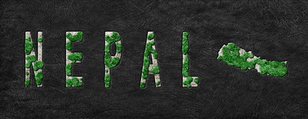 Map of Nepal Reforestation Green Agenda, Climate Messageの写真素材