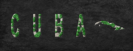 Map of Cuba Reforestation Green Agenda, Climate Messageの写真素材