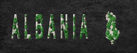 Map of Albania Reforestation Green Agenda, Climate Messageの写真素材
