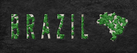 Map of Brazil Reforestation Green Agenda, Climate Messageの写真素材