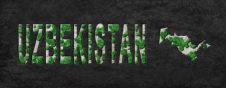 Map of Uzbekistan Reforestation Green Agenda, Climate Messageの写真素材