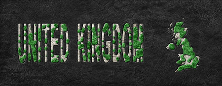 Map of United Kingdom Reforestation Green Agenda, Climate Messageの写真素材