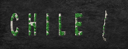 Map of Chile Reforestation Green Agenda, Climate Messageの写真素材