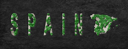 Map of Spain Reforestation Green Agenda, Climate Messageの写真素材