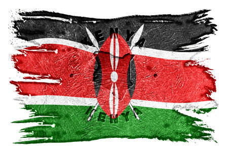 Kenya Flag with Map Brush Stroke, Clipping Path