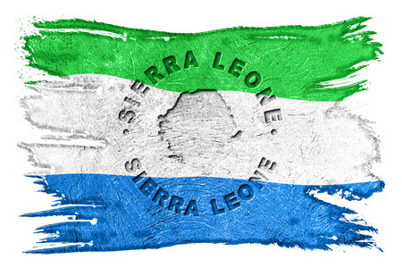 Sierra Leone Flag with Map Brush Stroke, Clipping Pathの写真素材