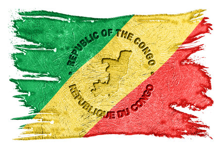 Republic of the Congo Flag with Map Brush Stroke, Clipping Path
