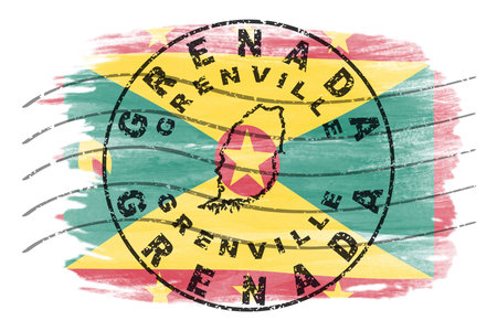 Grenada Grenville Round Seal Map Designの写真素材