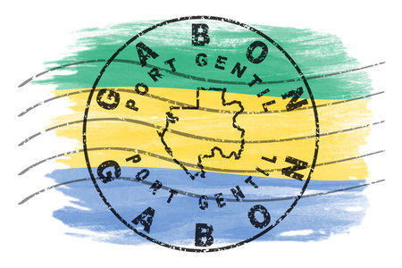 Gabon Port Gentil Round Seal Map Designの写真素材