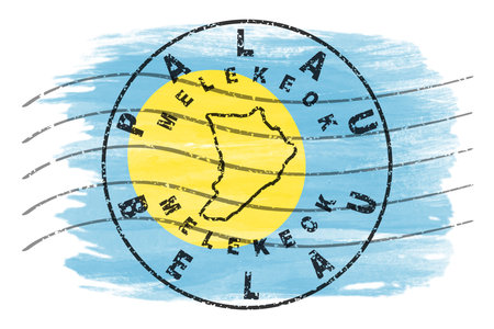 Palau Melekeok Round Seal Map Design