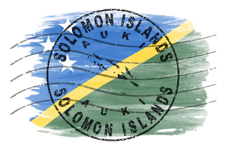 Solomon Islands Auki Round Seal Map Designの写真素材