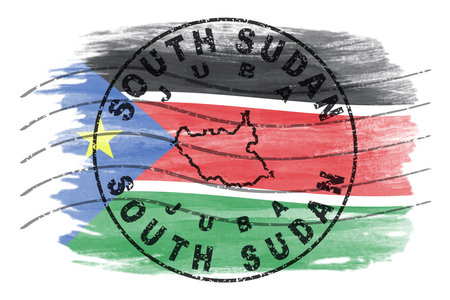 South Sudan Juba Round Seal Map Designの写真素材