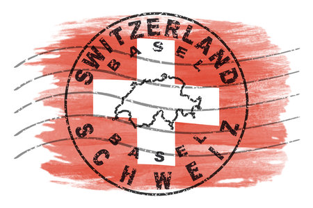 Switzerland Basel Round Seal Map Designの写真素材