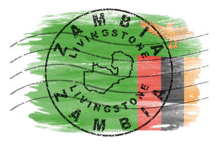 Zambia Livingstone Round Seal Map Designの写真素材