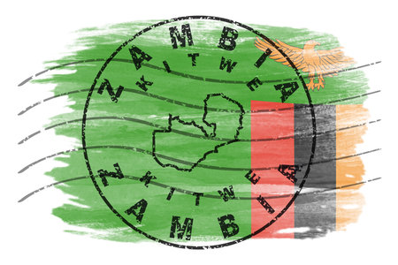 Zambia Kitwe Round Seal Map Designの写真素材
