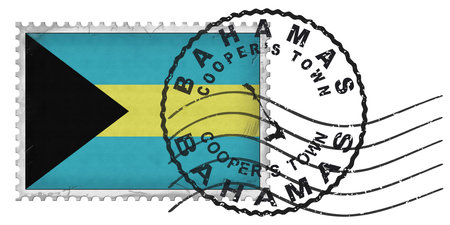 Bahamas Coopers Town Stamp with National Flag and Postmark