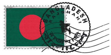 Bangladesh Rajshahi Stamp with National Flag and Postmark