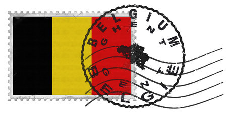 Belgium Ghent Stamp with National Flag and Postmarkの写真素材