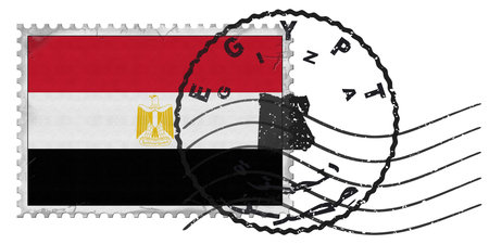 Egypt Giza Stamp with National Flag and Postmark
