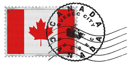 Canada Quebec City Stamp with National Flag and Postmarkの写真素材