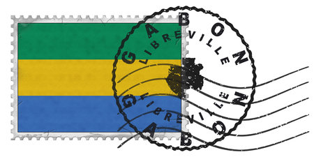 Gabon Libreville Stamp with National Flag and Postmarkの写真素材