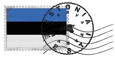 Estonia Narva Stamp with National Flag and Postmark