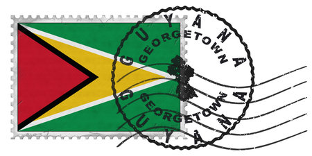 Guyana Georgetown Stamp with National Flag and Postmark
