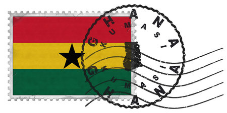 Ghana Kumasi Stamp with National Flag and Postmarkの写真素材