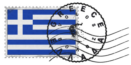 Greece Volos Stamp with National Flag and Postmark