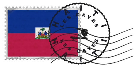 Haiti Les Cayes Stamp with National Flag and Postmarkの写真素材