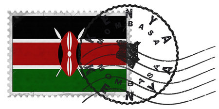 Kenya Mombasa Stamp with National Flag and Postmark