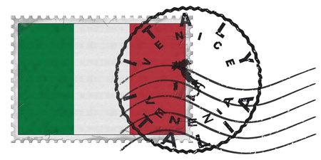 Italy Venice Stamp with National Flag and Postmark