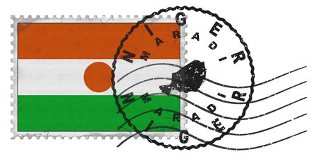 Niger Maradi Stamp with National Flag and Postmarkの写真素材