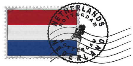 Netherlands Rotterdam Stamp with National Flag and Postmarkの写真素材