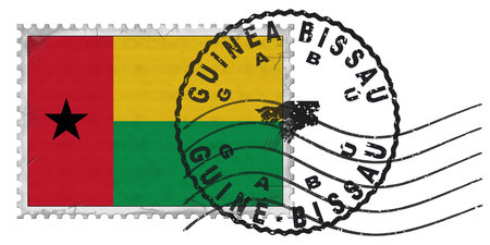 Guinea Bissau Gabu Stamp with National Flag and Postmarkの写真素材