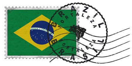 Brazil Fortaleza Stamp with National Flag and Postmarkの写真素材