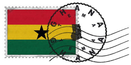 Ghana Tema Stamp with National Flag and Postmarkの写真素材