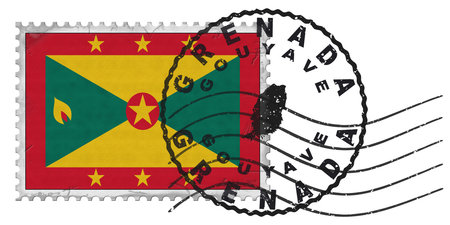 Grenada Gouyave Stamp with National Flag and Postmarkの写真素材