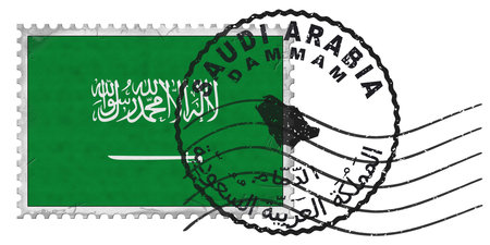 Saudi Arabia Dammam Stamp with National Flag and Postmarkの写真素材