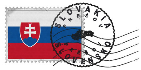 Slovakia Presov Stamp with National Flag and Postmarkの写真素材