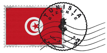 Tunisia Bizerte Stamp with National Flag and Postmarkの写真素材