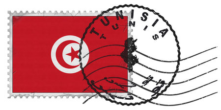 Tunisia Tunis Stamp with National Flag and Postmarkの写真素材