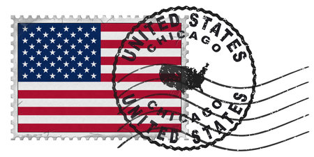 United States Chicago Stamp with National Flag and Postmark