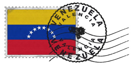 Venezuela Valencia Stamp with National Flag and Postmarkの写真素材